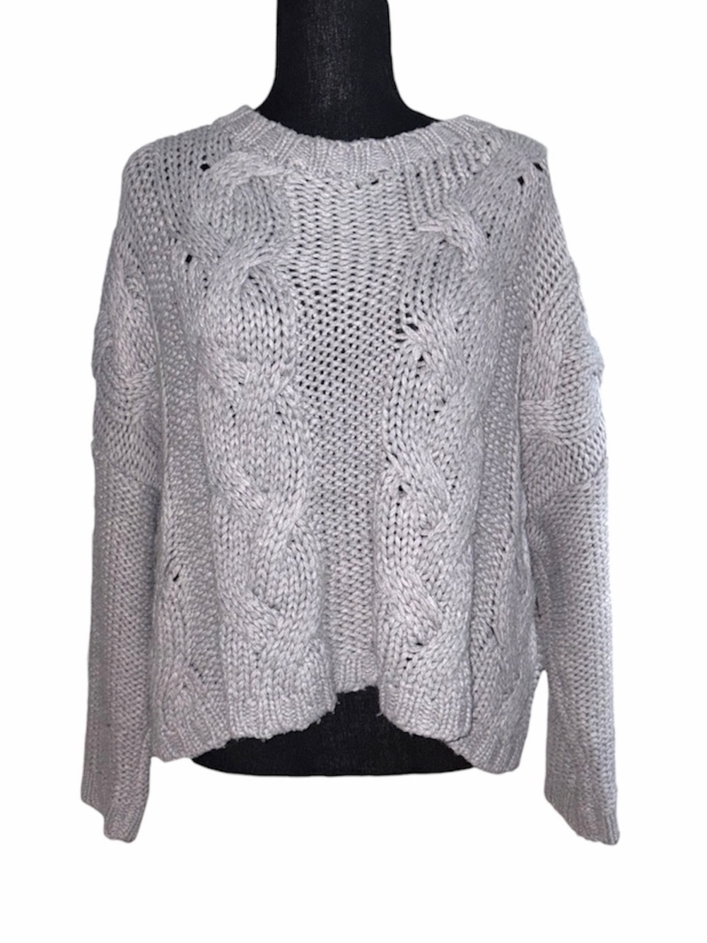 Slouchy Cable Knit Cozy Sweater 🩶